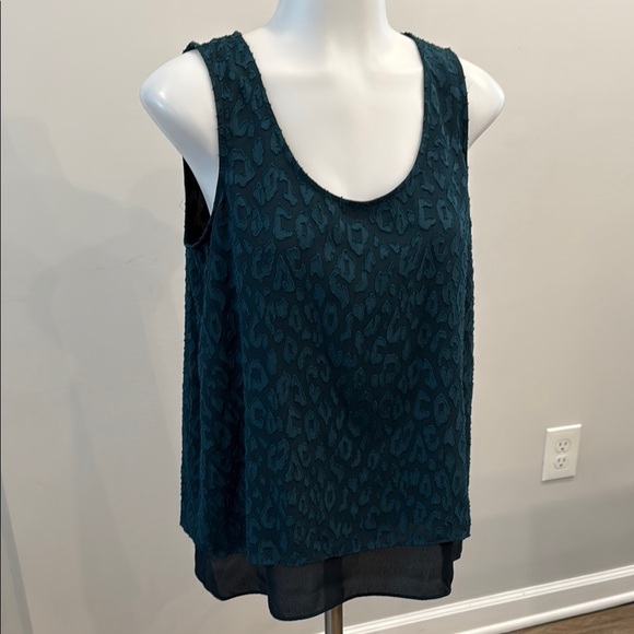 Apt 9 Small Green Blue Teal Sleeveless Print Sheer Under Layer Top - Picture 3 of 10